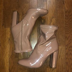 Patent leather booties
